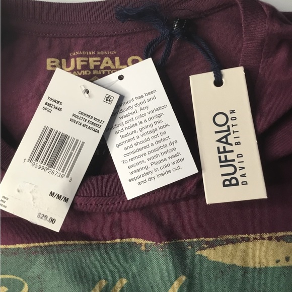 Buffalo David Bitton men’s crushed violet T-shirt size medium. NWT. - Picture 7 of 8